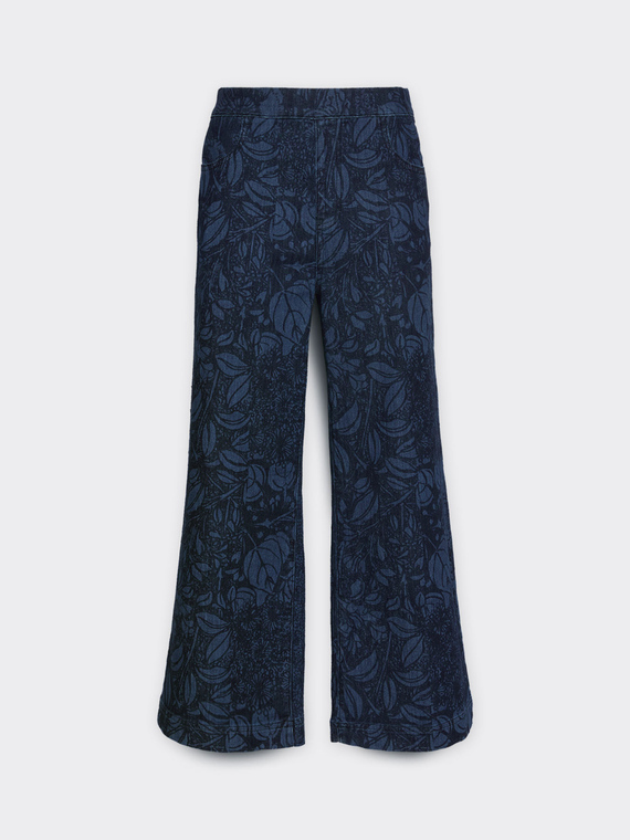 Jeans cropped dal disegno foliage