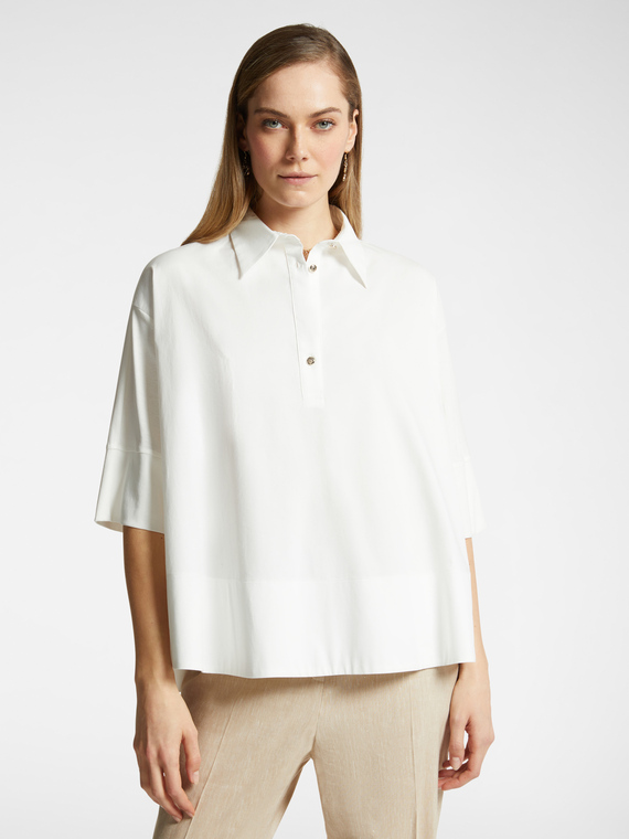 Blusa over in due tessuti