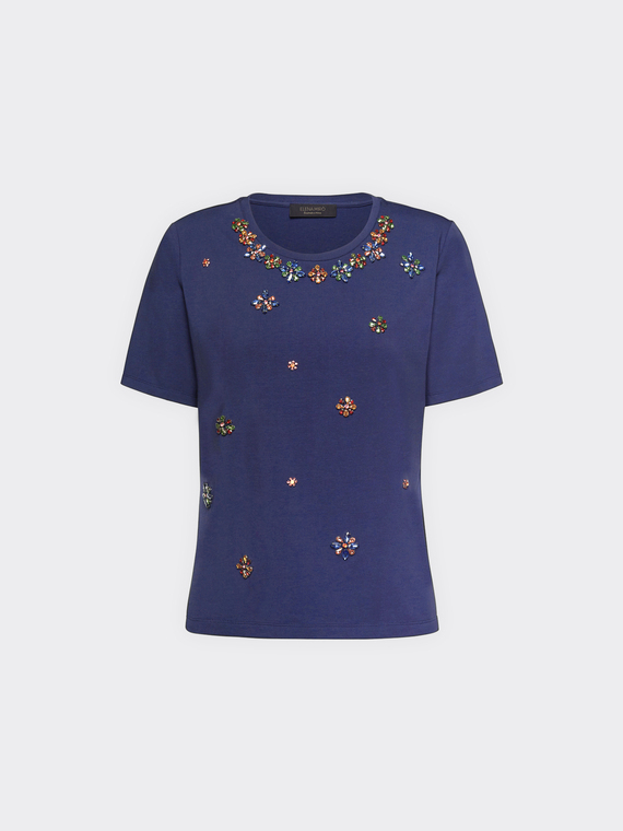 T-shirt con ricami floreali