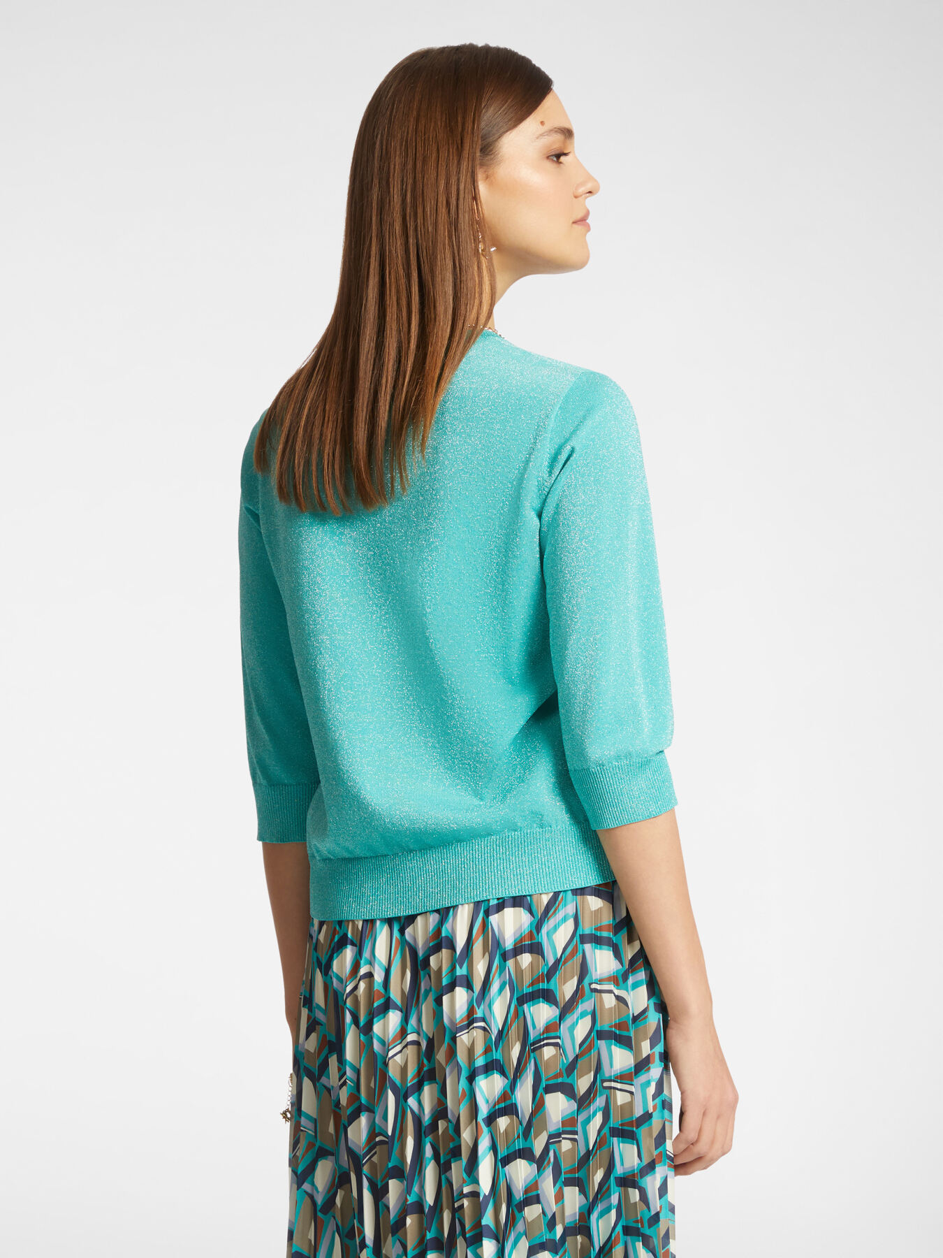 Maglia lurex con maniche a tre quarti image number 1