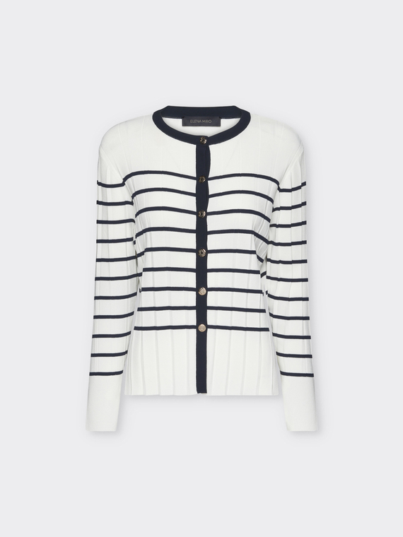 Cardigan girocollo a righe