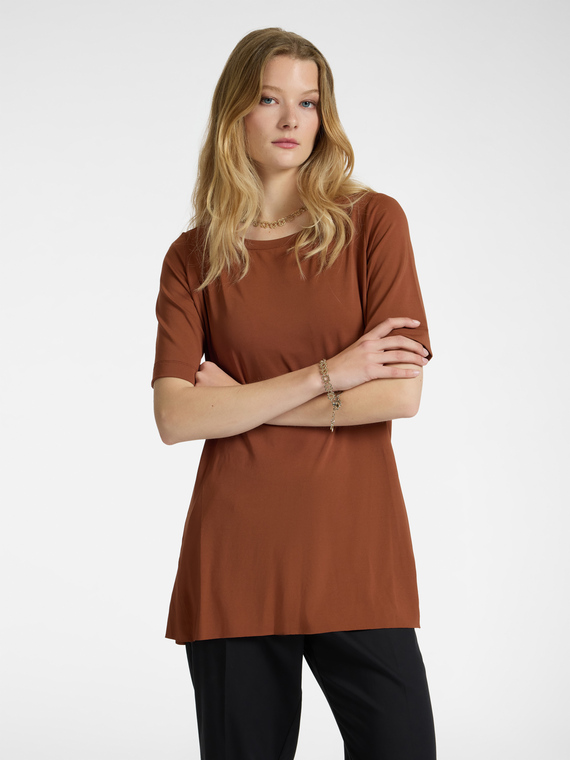 T-shirt lunga in jersey crêpe