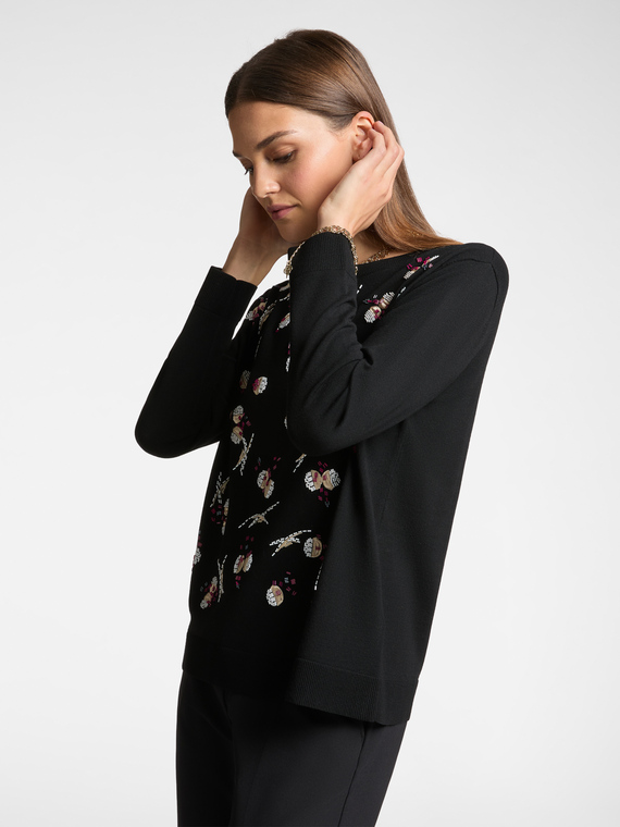 Maglia con ricamo ciliegie