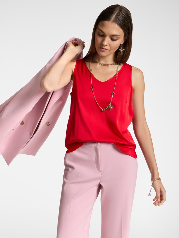 Top V neck in viscosa stretch