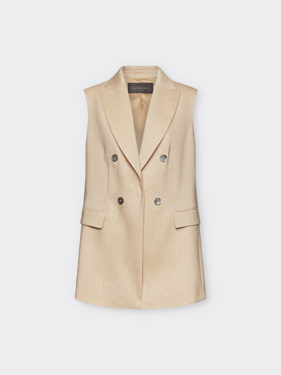 Blazer senza maniche in lino stretch