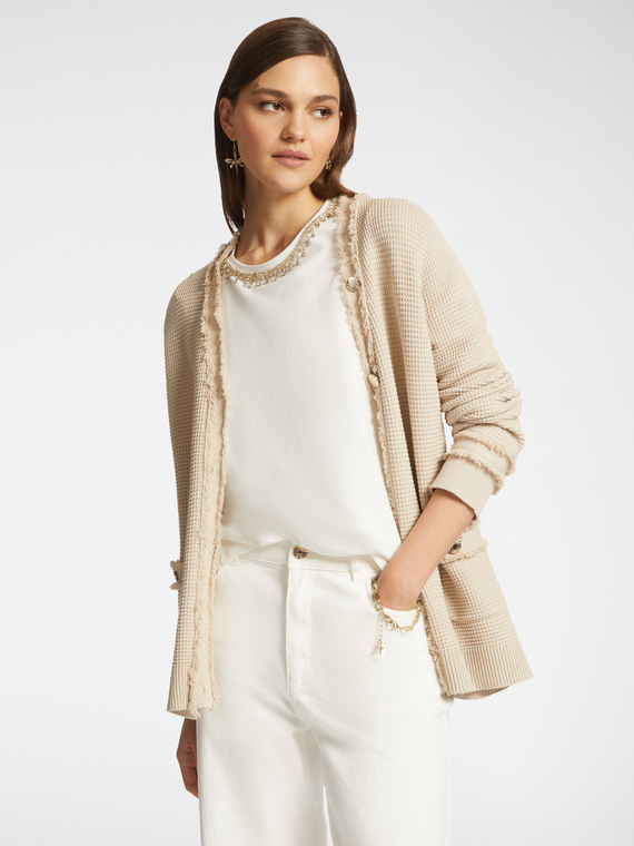 Cardigan lungo con frange e bottoni