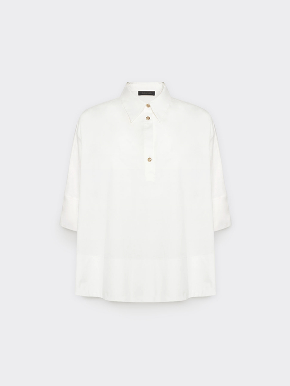 Blusa over in due tessuti