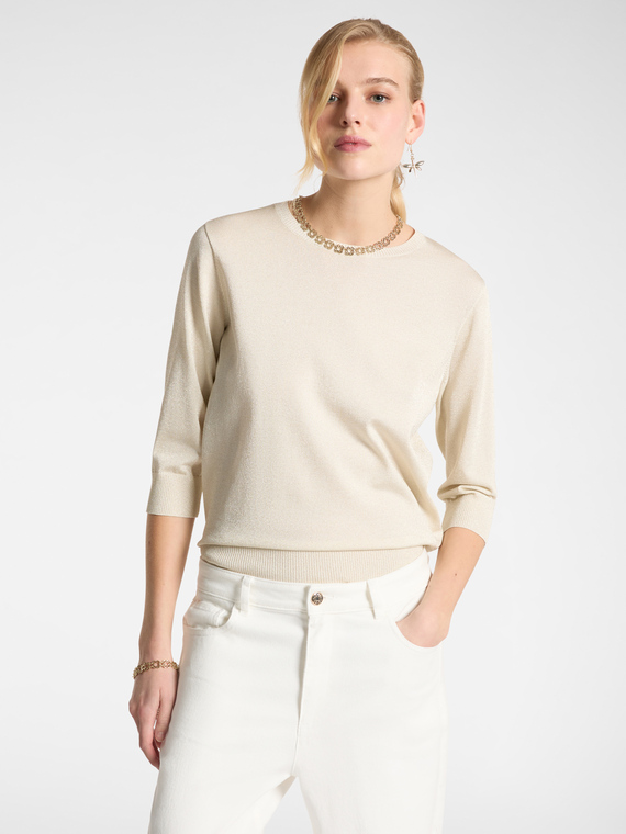 Maglia lurex con maniche a tre quarti