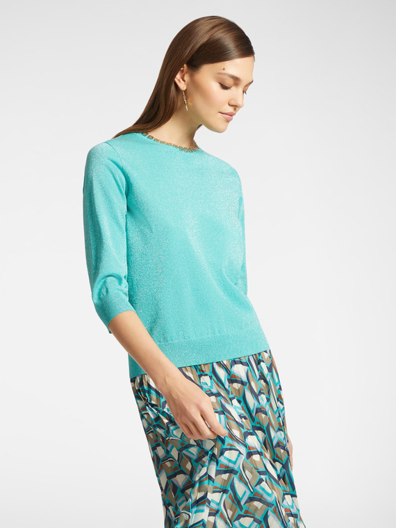 Maglia lurex con maniche a tre quarti