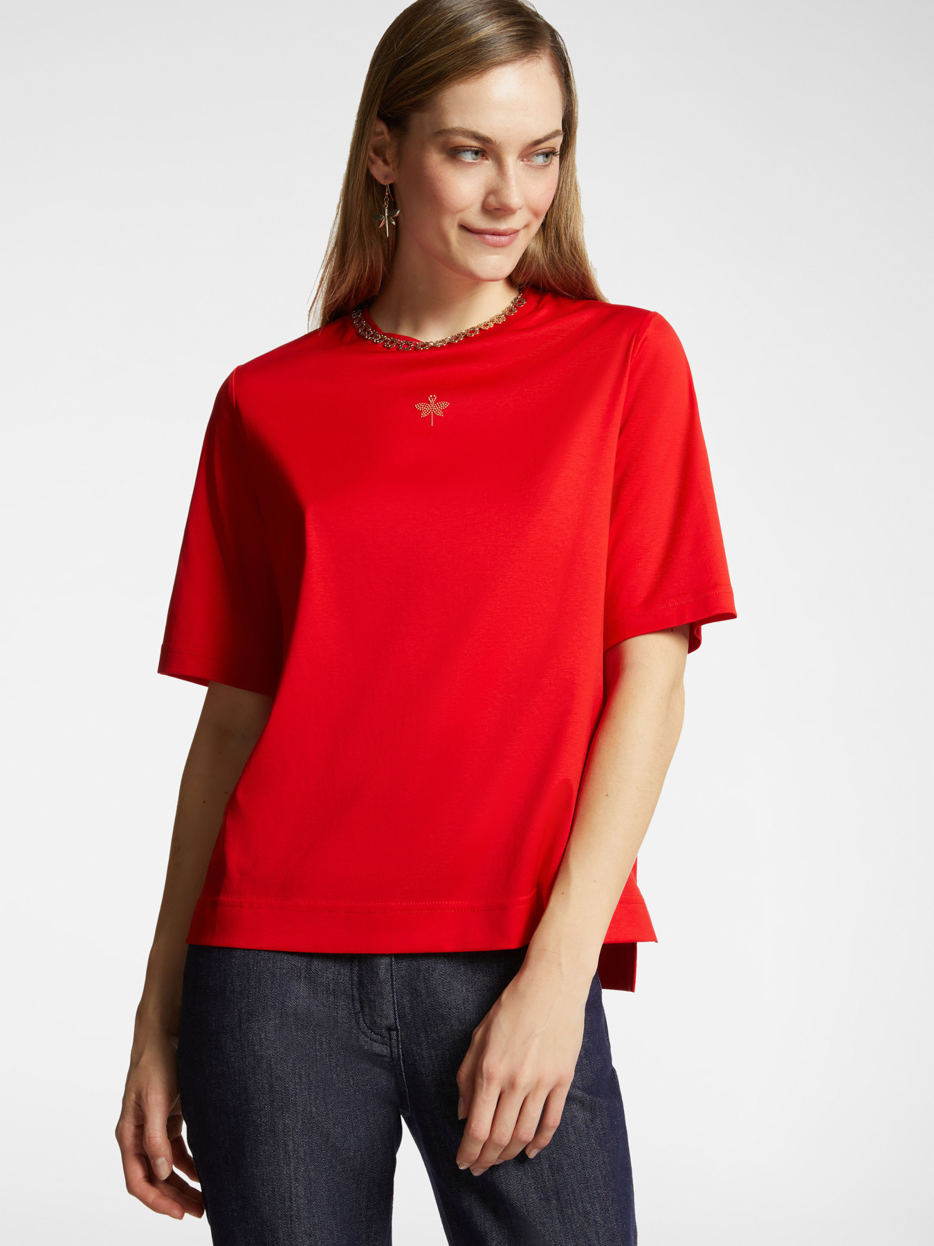 T-shirt con piccola libellula in strass image number 0