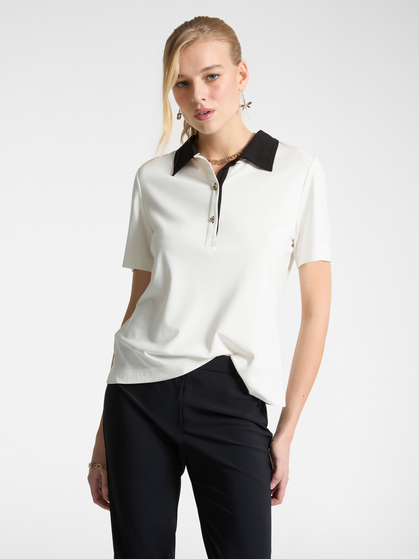T-shirt polo con colletto a contrasto image number 0
