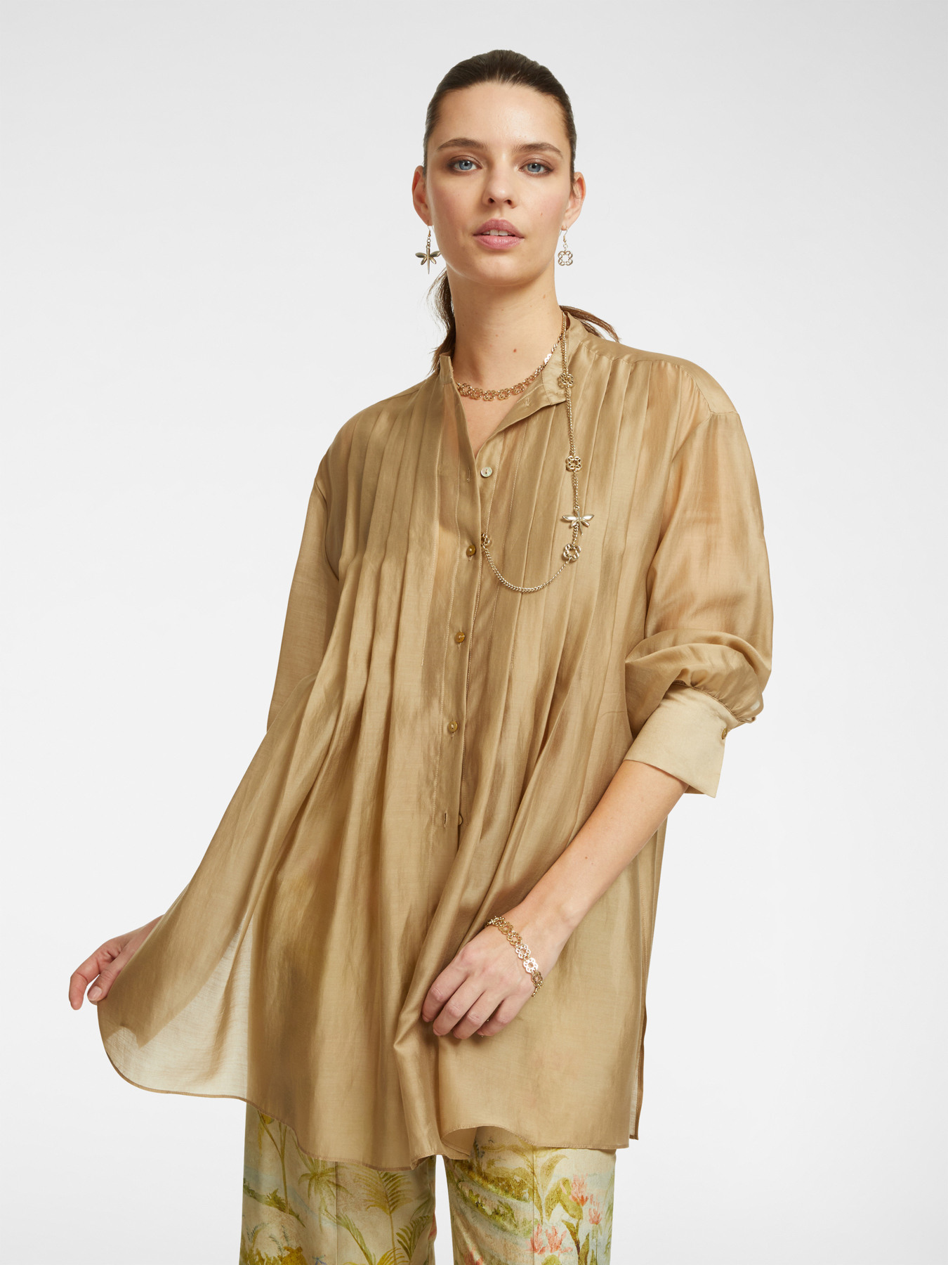 Camicia lunga con pieghe image number 0