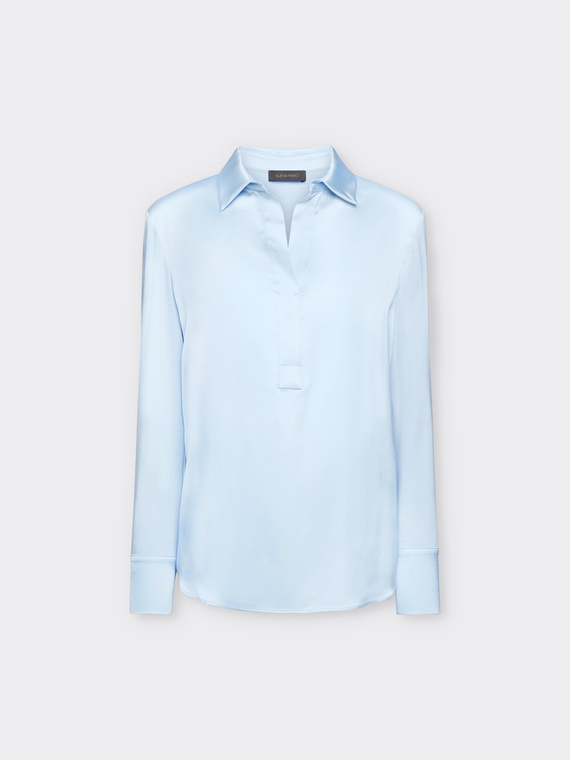 T-shirt polo in raso e jersey