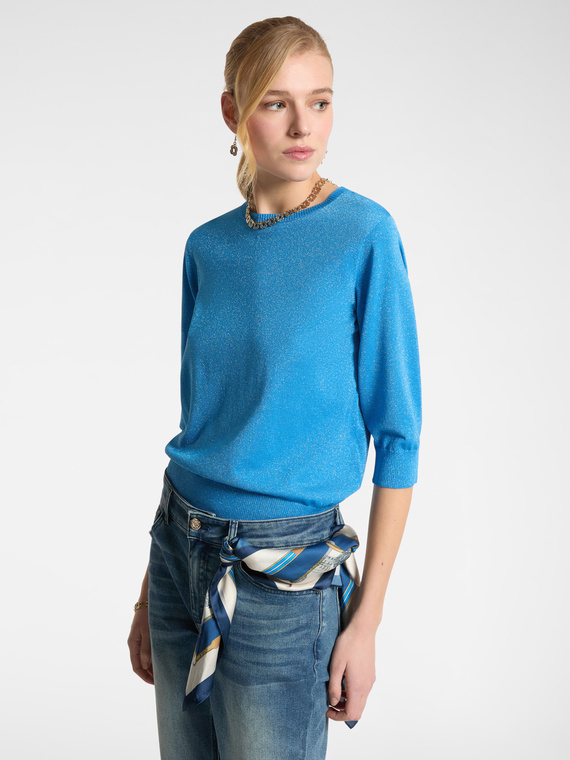 Maglia lurex con maniche a tre quarti