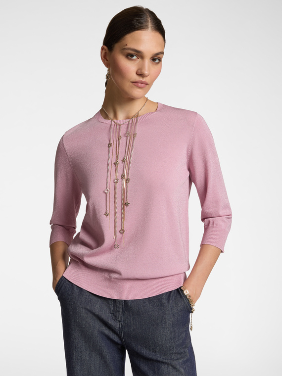 Maglia lurex con maniche a tre quarti