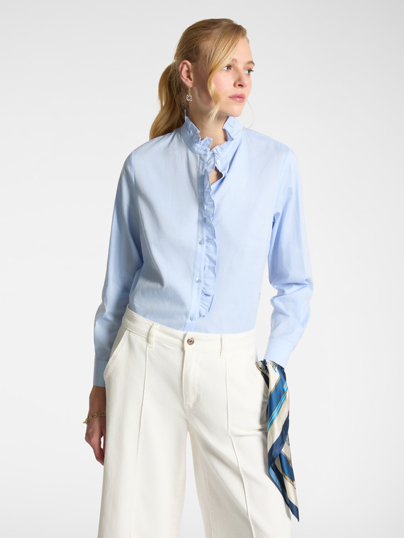 Camicia Oxford con volant lungo il davanti
