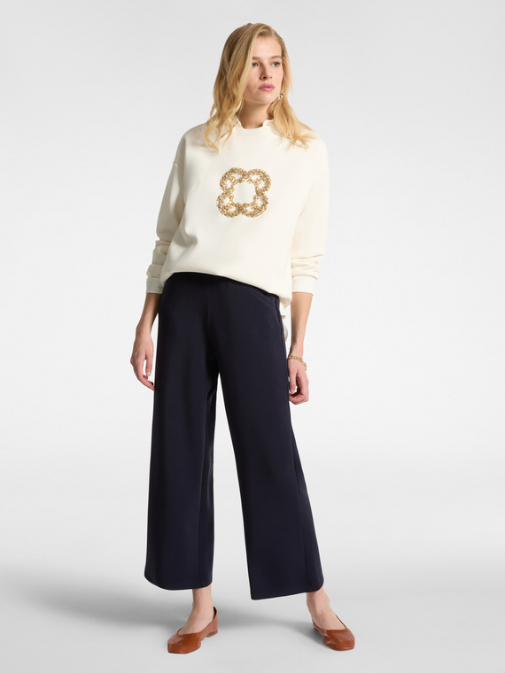 Pantaloni pull on cropped in scuba leggero