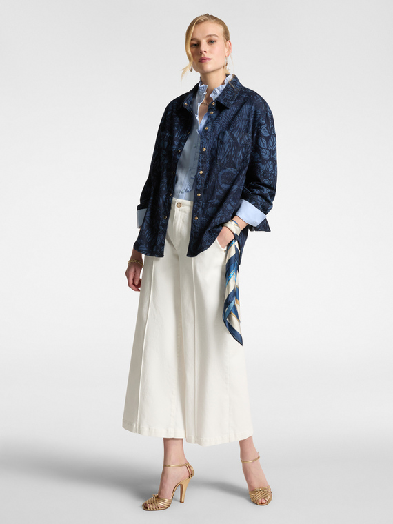 Pantaloni wide leg cropped
