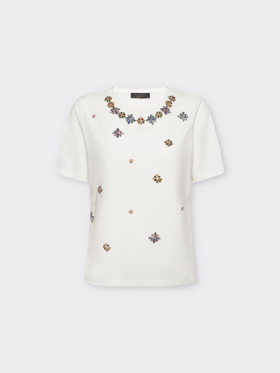 T-shirt con ricami floreali