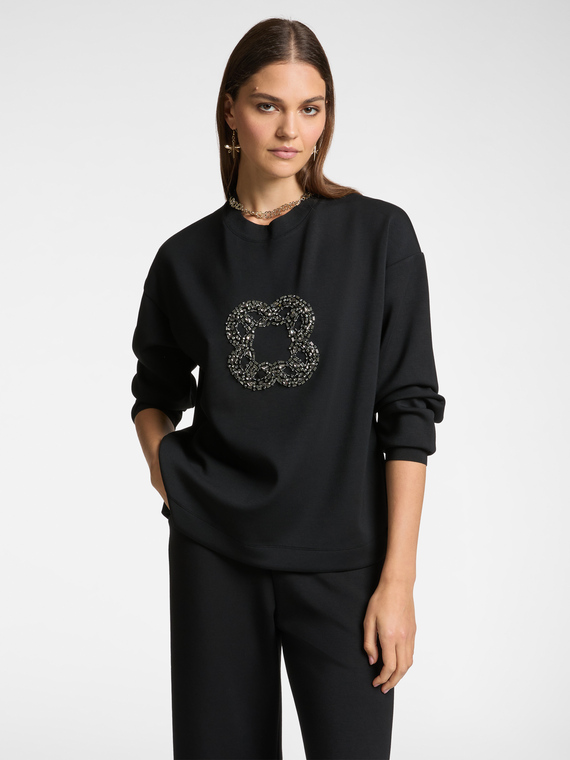 Felpa con maxi ricamo Monogram