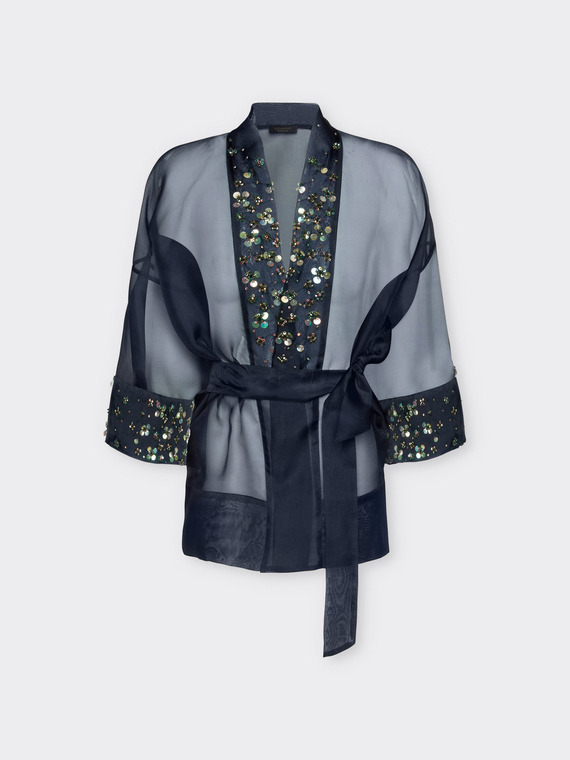Giacca elegante in organza di seta ricamata