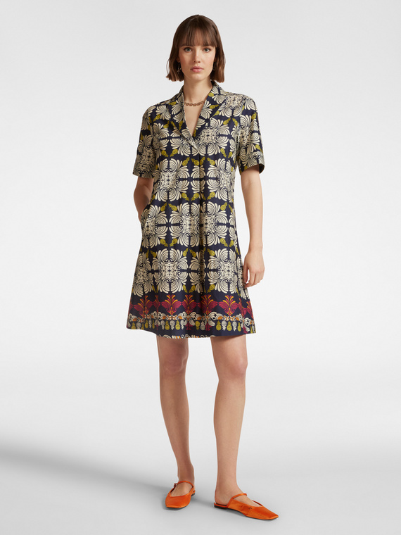 Abito stampato in cotone stretch