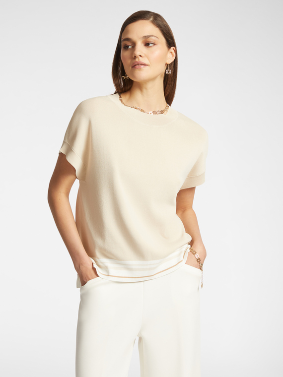 Maglia maniche corte con bordo a righe
