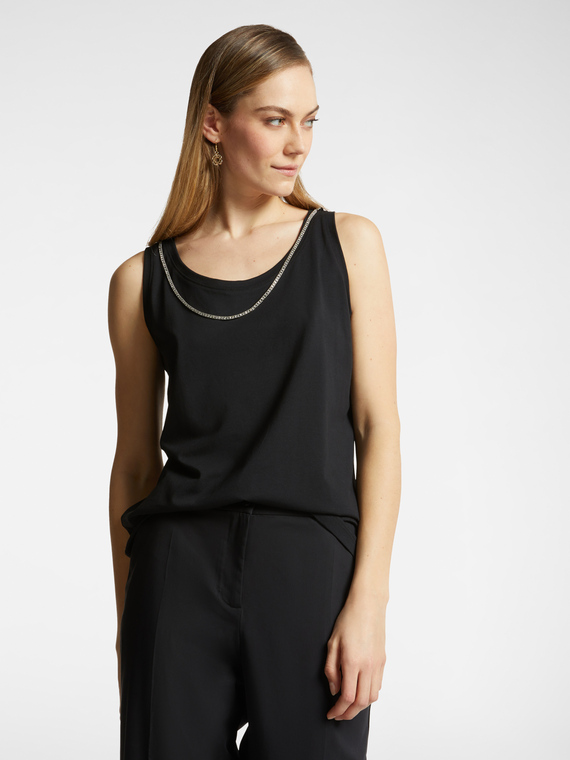 Top con catena in strass