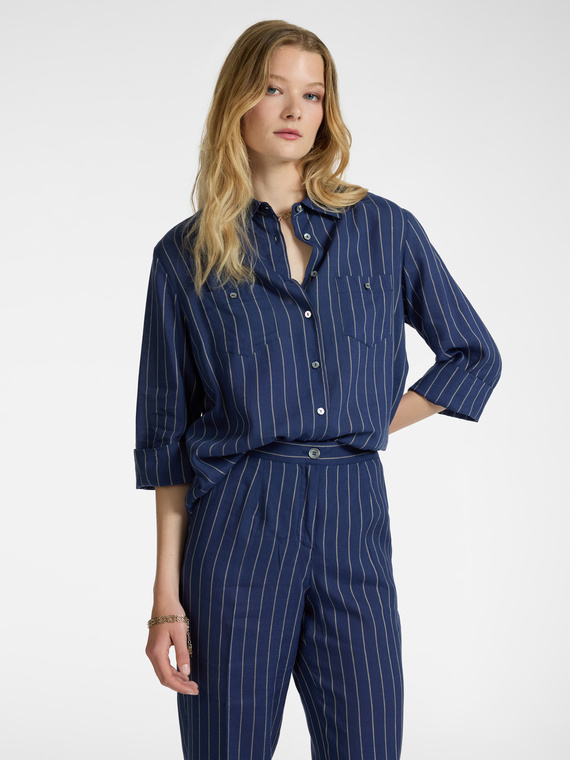 Camicia gessata con taschini