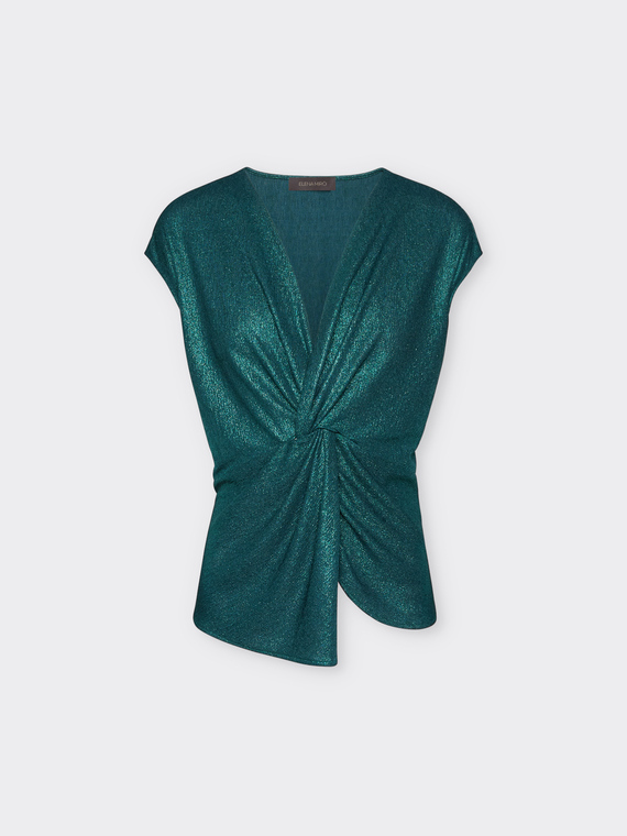 T-shirt lurex con nodo davanti