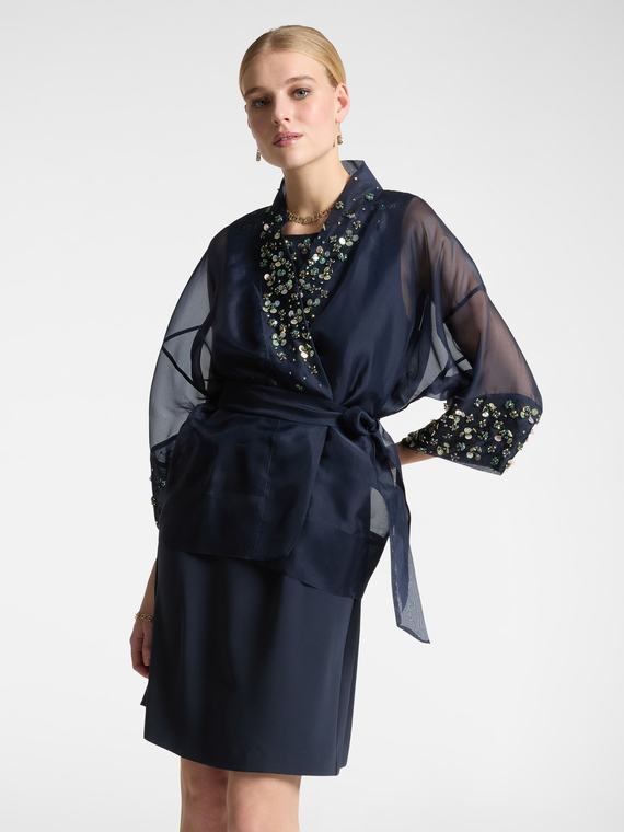 Giacca elegante in organza di seta ricamata