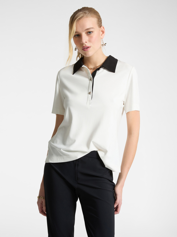 T-shirt polo con colletto a contrasto