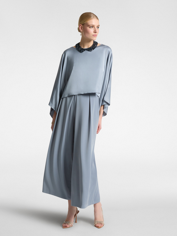 Pantaloni ampi cropped con pieghe