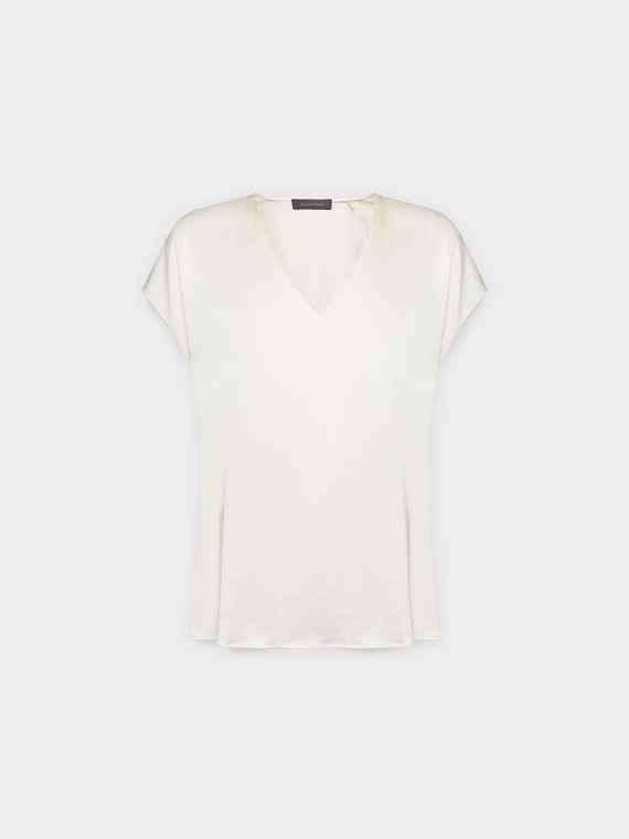 Blusa in raso con scollo a V