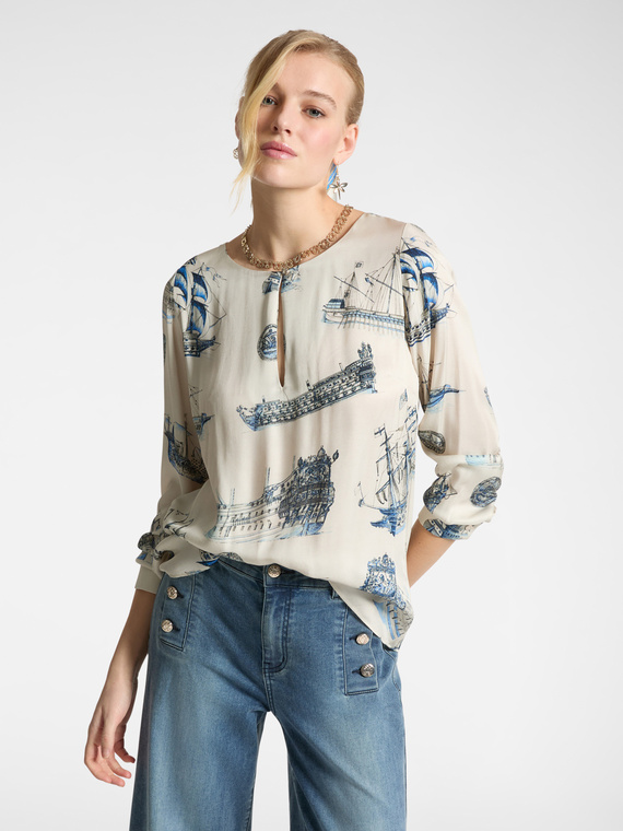 Blusa dalla stampa veliero