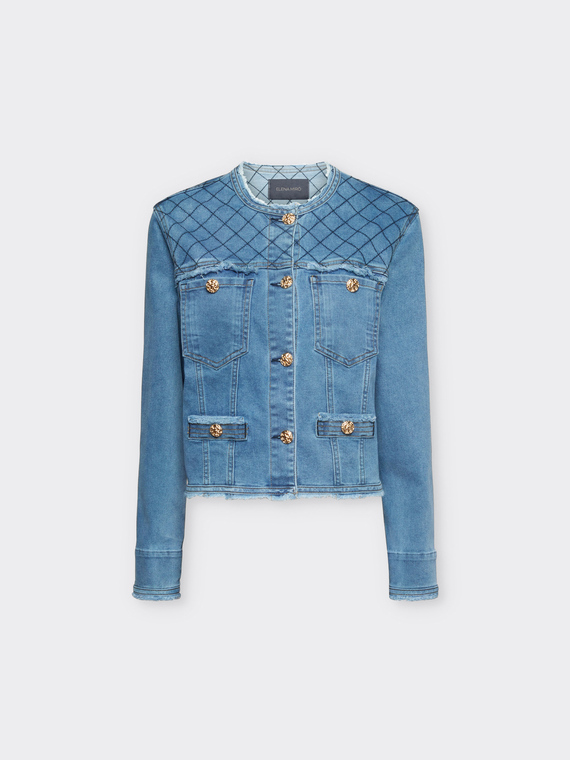 Giacca in denim con frange e ricami