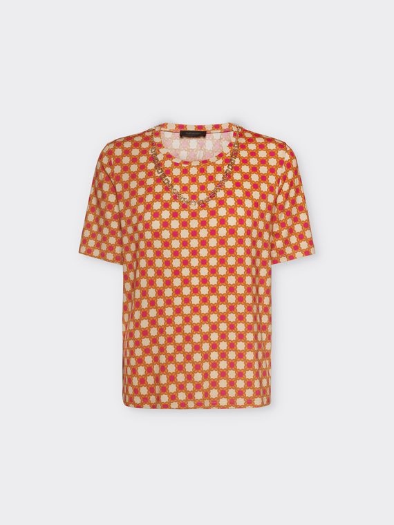 T-shirt stampata con collana