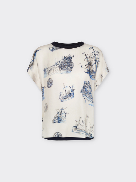 T-shirt con stampa veliero
