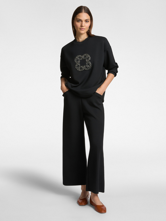 Pantaloni pull on cropped in scuba leggero
