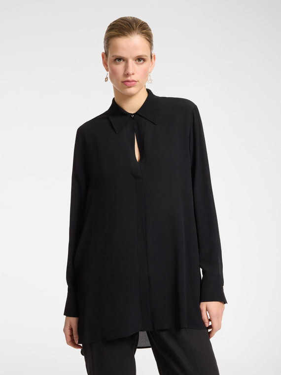 Camicia lunga in crêpe de chine