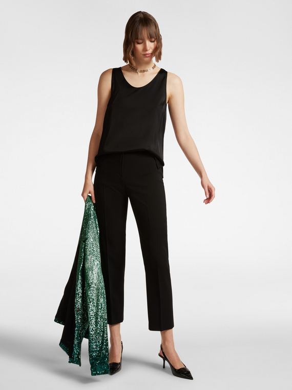 Pantaloni dritti in cady stretch