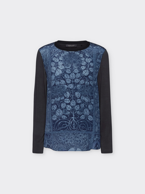 T-shirt in due tessuti con stampa