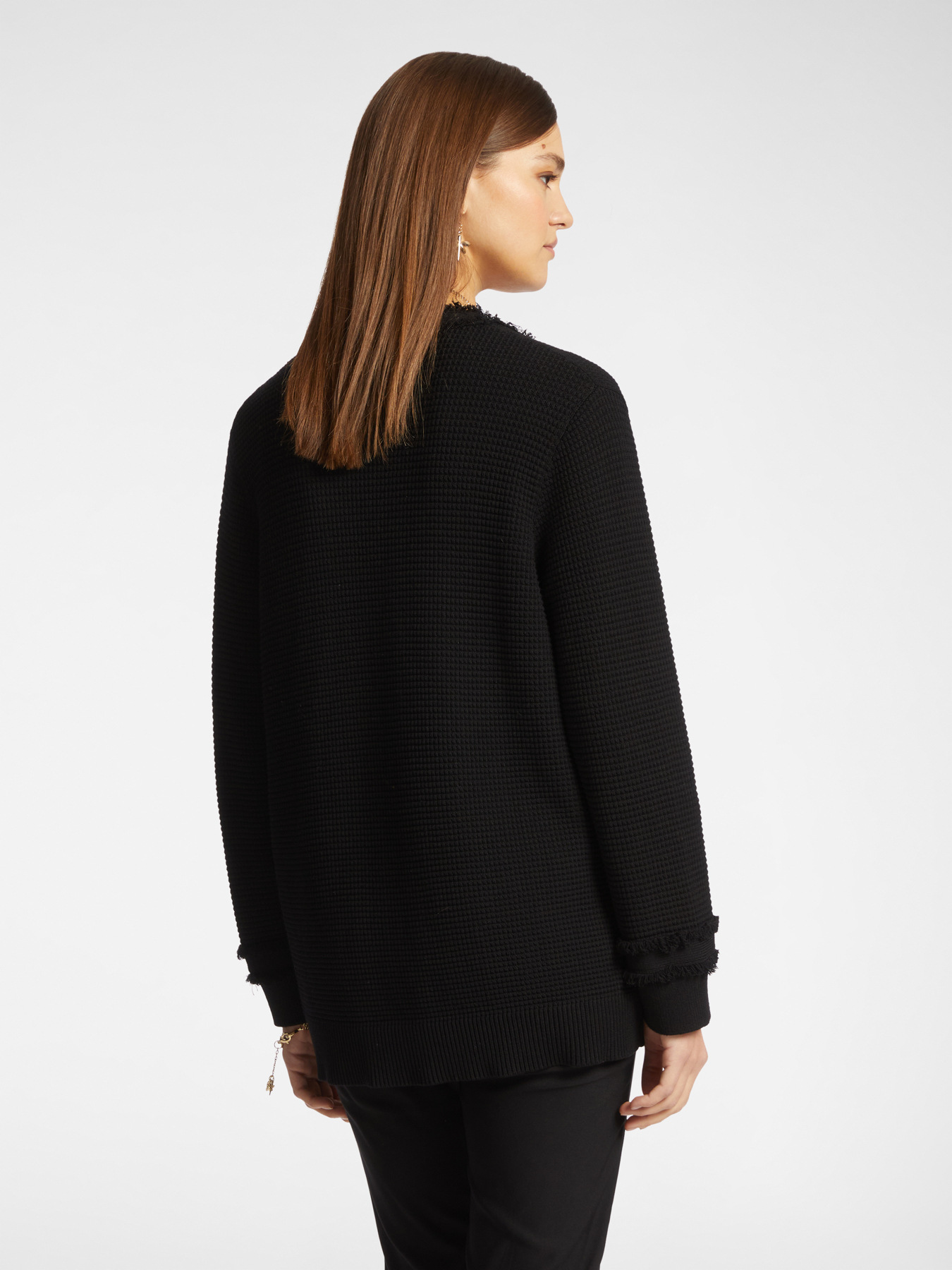 Cardigan lungo con frange e bottoni image number 1