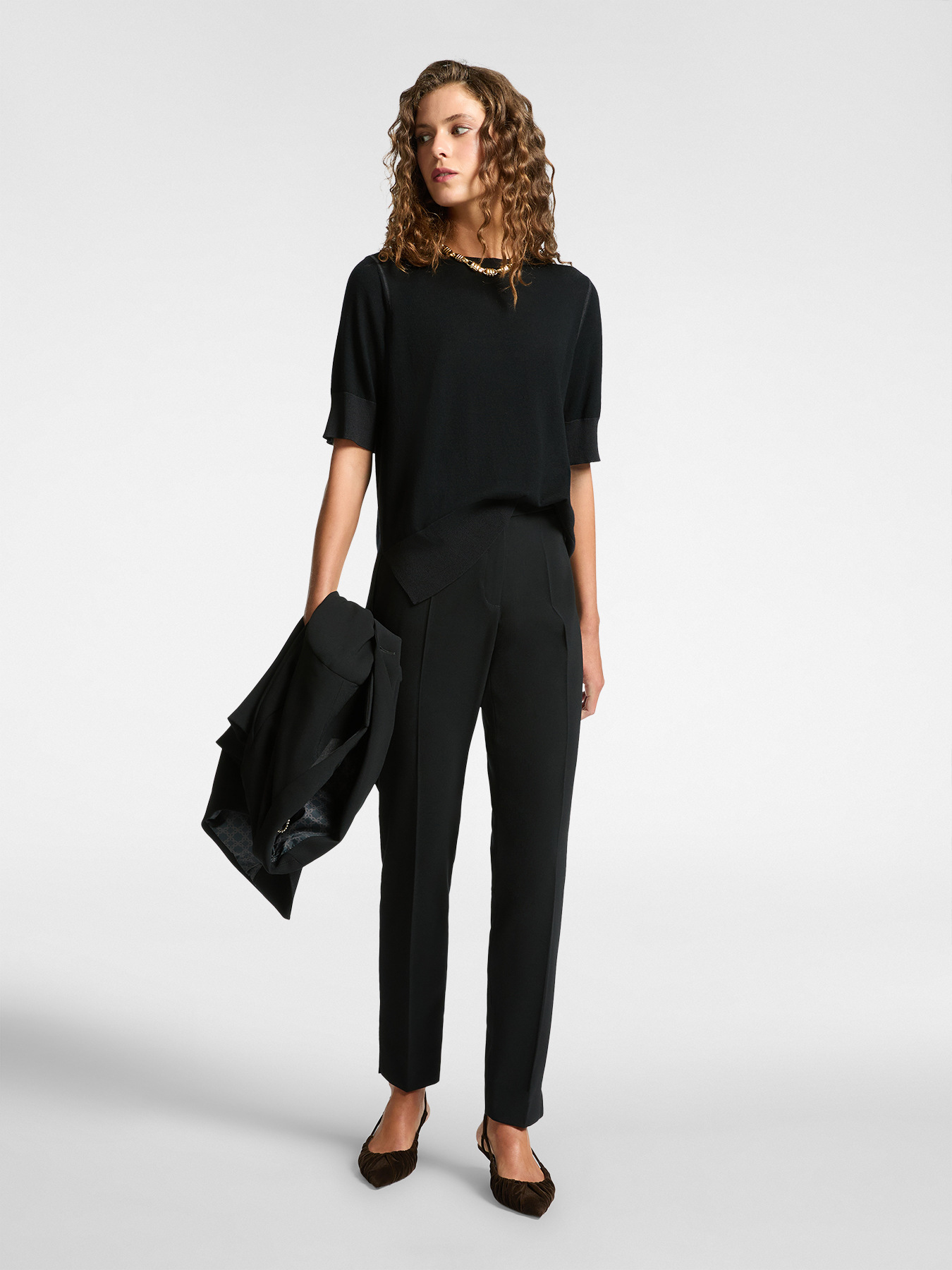 Kurzärmeliger Wollpullover image number 2