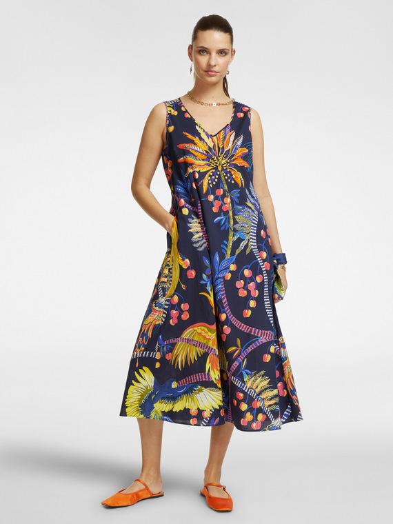 Abito stampato in cotone stretch