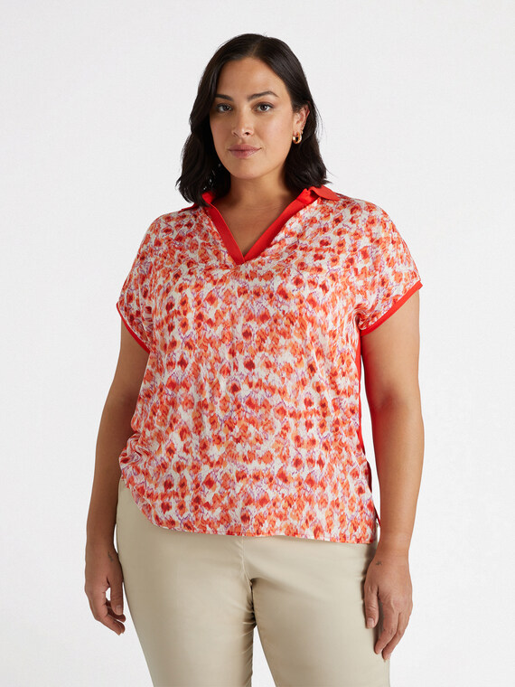 Blusa in due tessuti con stampa a fiori