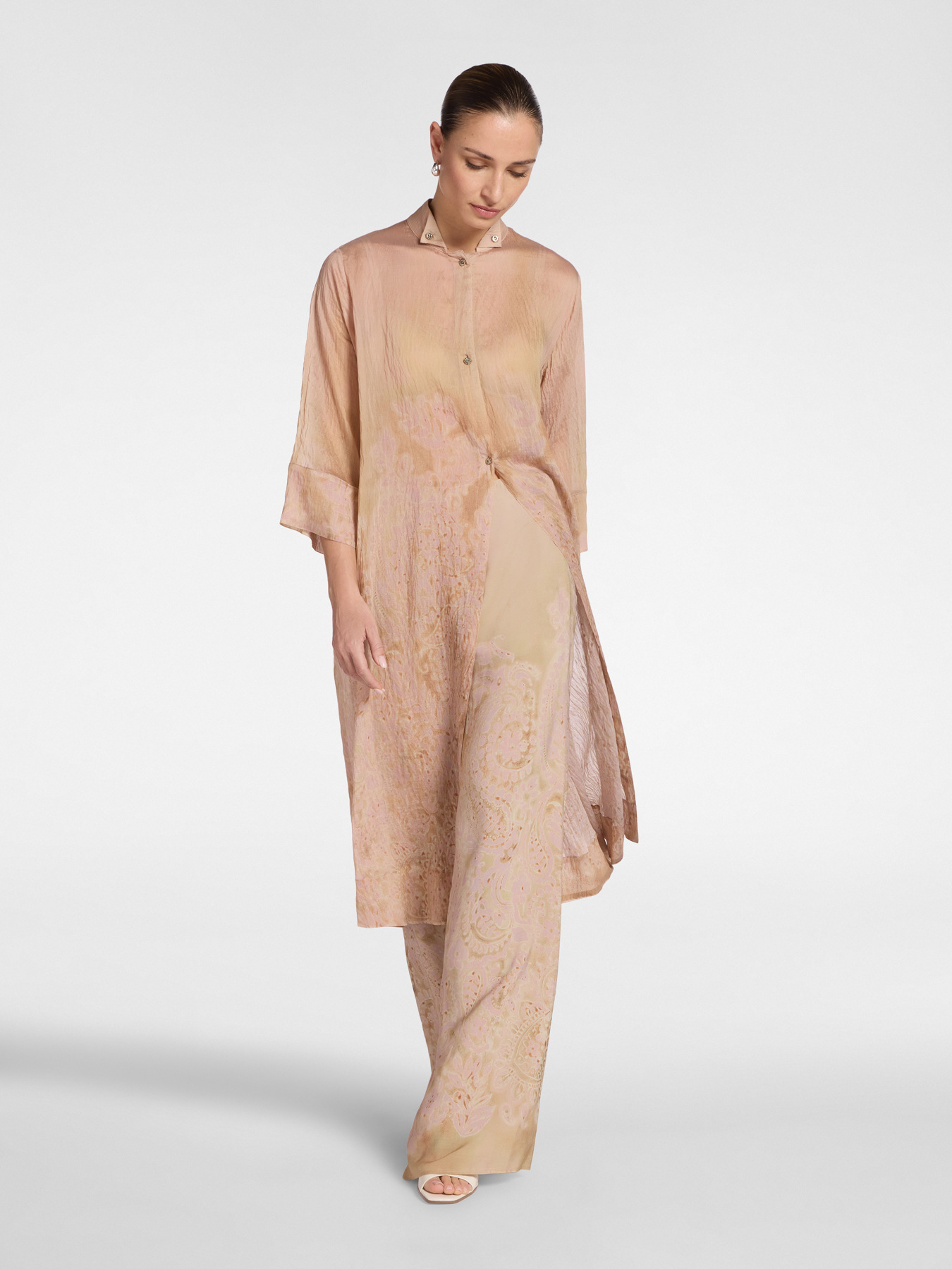 Pantalon droit imprim&eacute;
