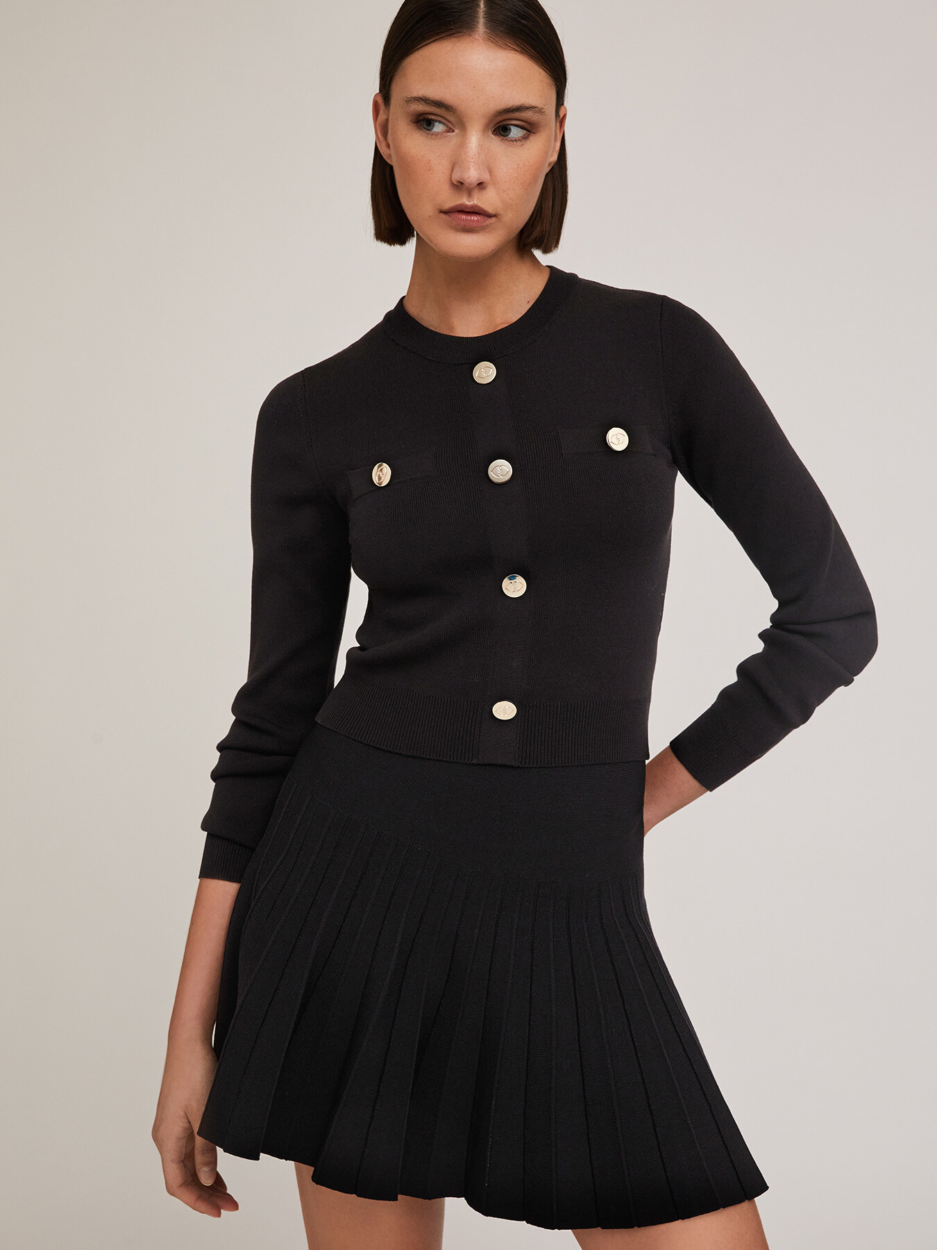 Sweater with faux placket image number 0