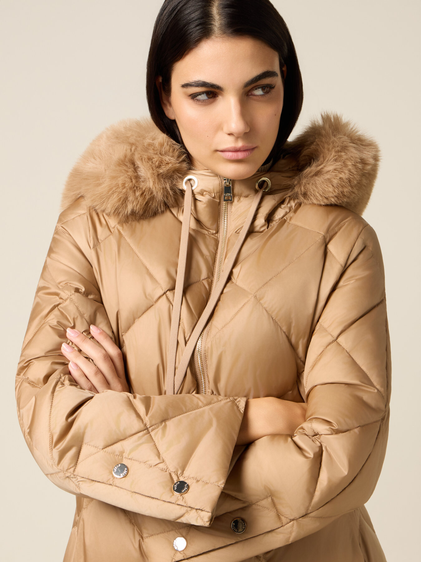 Piumino midi trapuntato con vera piuma image number 2