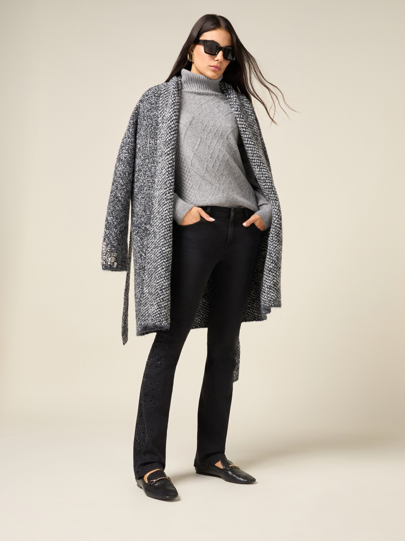 Jeans neri con cristalli image number 0